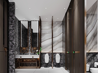 现代新中式公共卫生间 卫生间 公共卫生间 男士卫生间 酒店卫生间 新中式卫生间