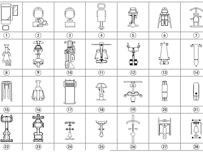 现代家具图库 厨房图块 健身图块 施工图