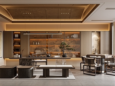 新中式禅意茶室 办公室茶室 阳台茶室 榻榻米茶室 会所茶室 别墅茶室