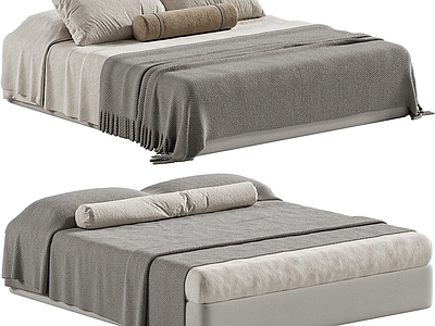 侘寂中古双人床 ZARAHOME 侘寂中古风双人床 床品 布艺床