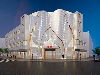 现代轻奢婚纱摄影 外立面 婚纱影楼 夜景 店面