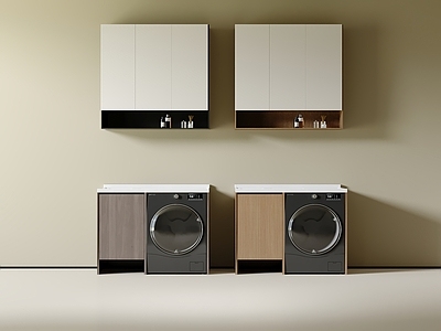 现代简约洗衣机柜 洗衣机 吊柜