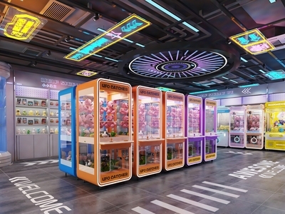 现代工业玩具礼品店 夹娃娃店 娃娃机夹公仔机 手办玩具礼品店 手办高达潮玩店 电玩城游戏厅