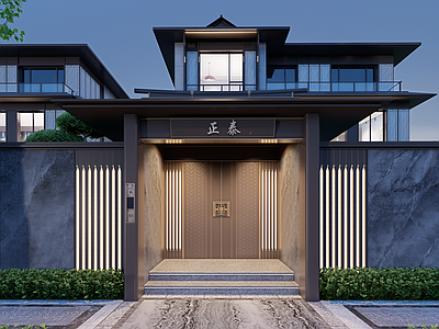 新中式大门 新中式宋风庭院门 新中式入户门头 新中式院墙
