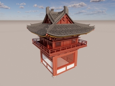 中式新中式古建筑 十字脊 十字顶 楼阁 角楼 中式古建筑 钟鼓楼