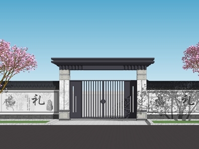 中式学校大门