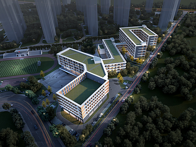 现代学校建筑 教学楼学校