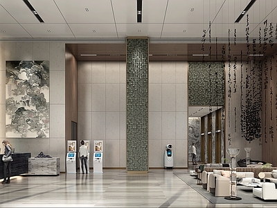 现代轻奢酒店大堂 酒店大堂 酒店吧台 酒店大厅 酒店休息区