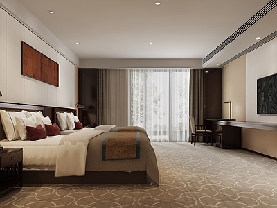 新中式酒店客房 酒店客房 家庭房