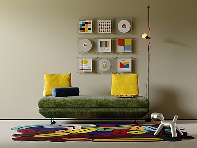 现代沙发组合 包豪斯 多巴胺 落地灯