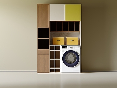 现代中古洗衣机柜 阳台柜 洗衣机 洗衣机柜