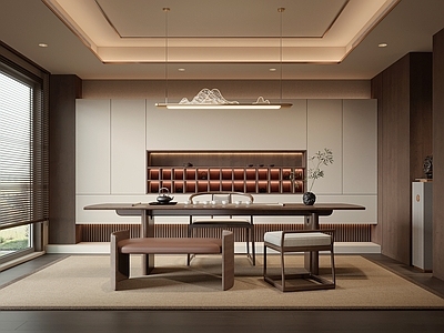 新中式茶室 茶室 书房 茶桌椅