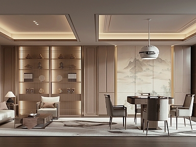 新中式茶室 茶室 书房 茶桌椅