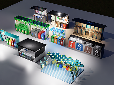 现代工业垃圾桶 分类垃圾桶 户外垃圾桶 公共垃圾桶 垃圾收集点 垃圾分类