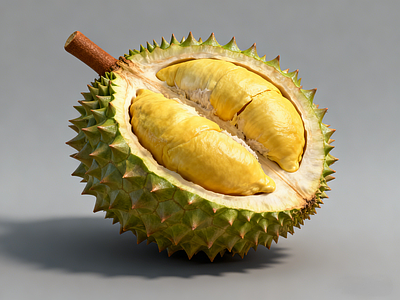 水果蔬菜 榴莲 水果 切开的榴莲 雕塑 AIGC