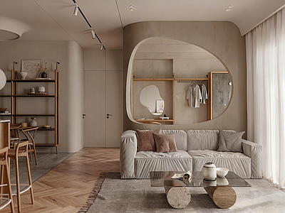 现代侘寂民宿 民宿客房 民宿餐厅 全屋方案 开放式可餐厨一体 异形门窗