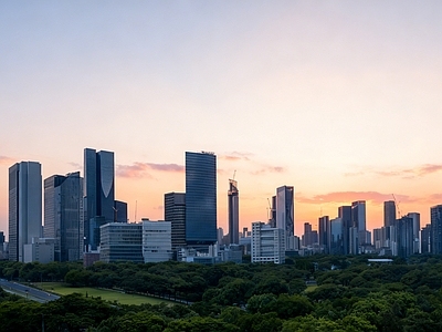 现代其它外景 城市黄昏天空外景 城市天际线