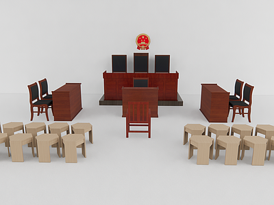 现代新中式其他公共空间 模拟法庭 审判椅 现代审判桌椅组合