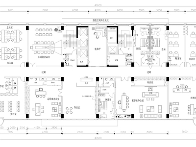 现代开放办公室 共享办公室 办公室平面布置图 施工图