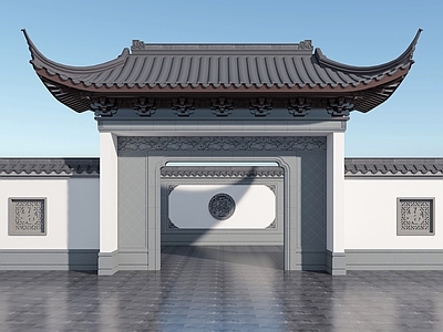 中式新中式古建 大门 门头 庭院大门 入户门 苏式建筑