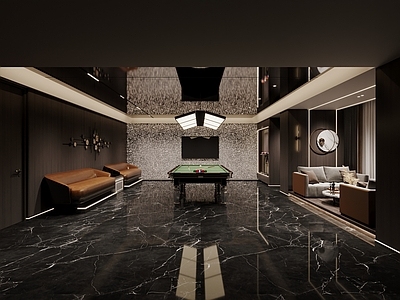 现代轻奢台球室 会所娱乐 台球室