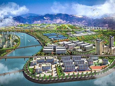 现代其他工业建筑 工业园区 片区规划 工业厂房