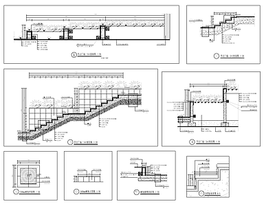 现代广场 广场铺装栏杆大样 施工图