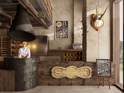 复古侘寂咖啡厅 美式复古咖啡店 美式复古面包店 侘寂风咖啡店 侘寂奶茶店 工业风咖啡店