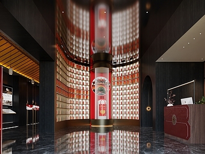 现代新中式烟酒店 新中式白酒展厅 轻奢白酒展厅 白酒文化展厅 白酒展厅 白酒文化墙