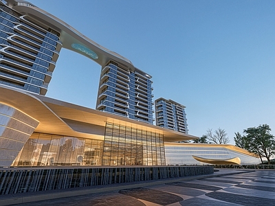 现代简约小区建筑 现代风格小区大门 小区主入口 示范区大门 小区景观廊架 空中泳池