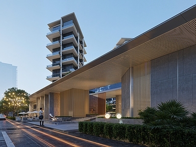 现代简约小区建筑 现代风格入口大门 示范区大门 小区主入口 沿街商业 人行入口