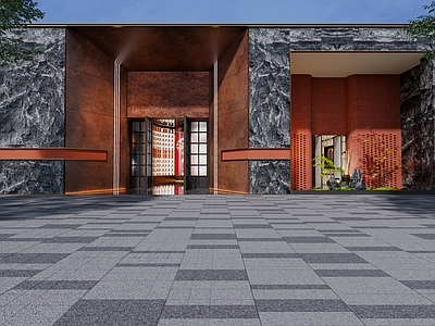 现代新中式门头 餐饮门头 门头门面 酒店门头 会所门头门面 现代门头门面