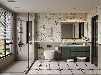 法式复古卫生间 卫生间干区 干湿分离卫生间