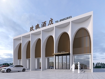 现代酒店 现代酒店外立面 宴会厅外立面 外建