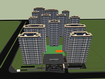 现代新中式小区建筑 西安 绿城 春熙海棠 高端高层住宅 售楼部