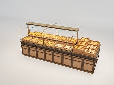 现代中古甜品面包店 面包货柜面包陈列 面包堆头面包货架 中古面包店 面包店蛋糕店货柜 面包店