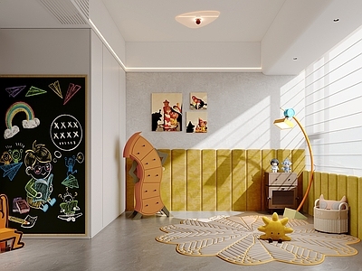 奶油现代通用儿童房 榻榻米儿童房 多巴胺 孟菲斯