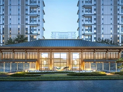 中式新中式小公建 西安绿城 凤鸣海棠 示范区 小区入口大门