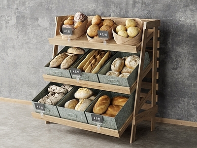 复古工业甜品面包店 面包柜面包货架 面包陈列装饰货架 面包道具面包软装 面包组合老面包 复古面包柜