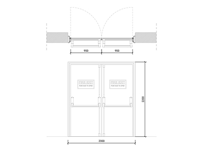 现代门 安全出口防火门 施工图
