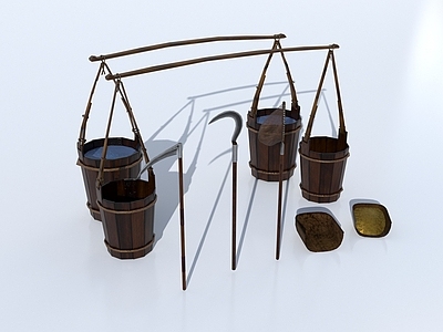 工业设备 木桶 镰刀 簸箕