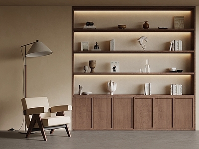 中古书柜 中古风书柜 休闲椅 落地灯