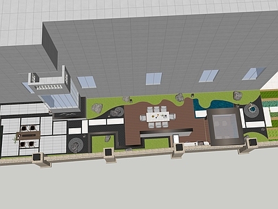 现代轻奢其他景观小建筑 现代别墅庭院 景观庭院 简约庭院