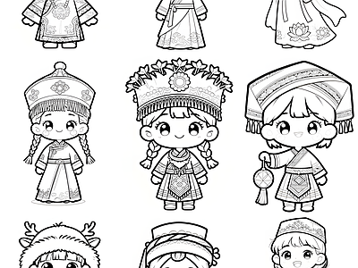 现代人物 少数民族 施工图