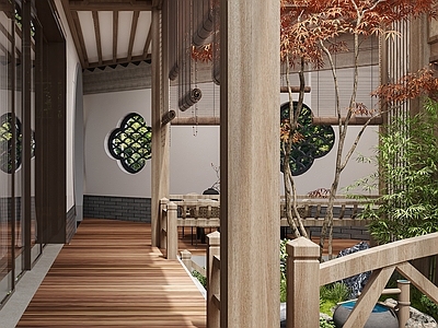 新中式禅意庭院 乡村庭院 民宿庭院 别墅庭院