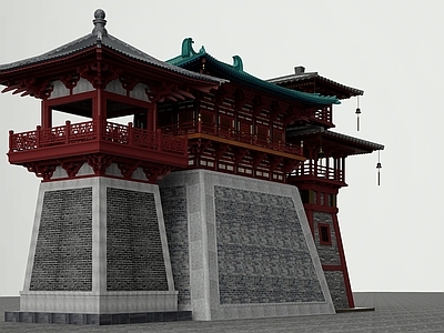 新中式中式古建筑 中式阙楼瞭望塔古 中式古建筑 中式塔楼 中式城楼