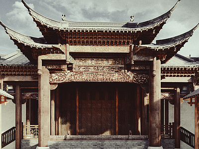 中式新中式古建筑 江南古戏台 古戏台 古建筑