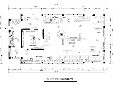 现代服装店 服装店平面图 施工图