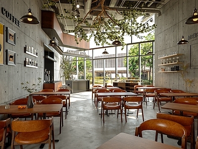 工业复古西餐厅 餐厅 咖啡厅 工装 高级 工业风