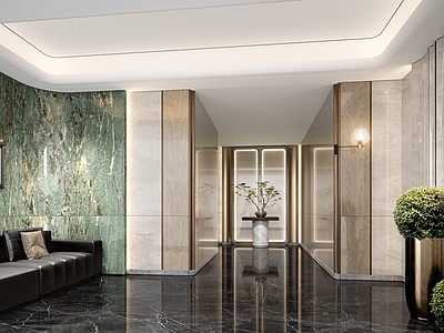 现代轻奢大厅 入户大堂 大厅 休息区